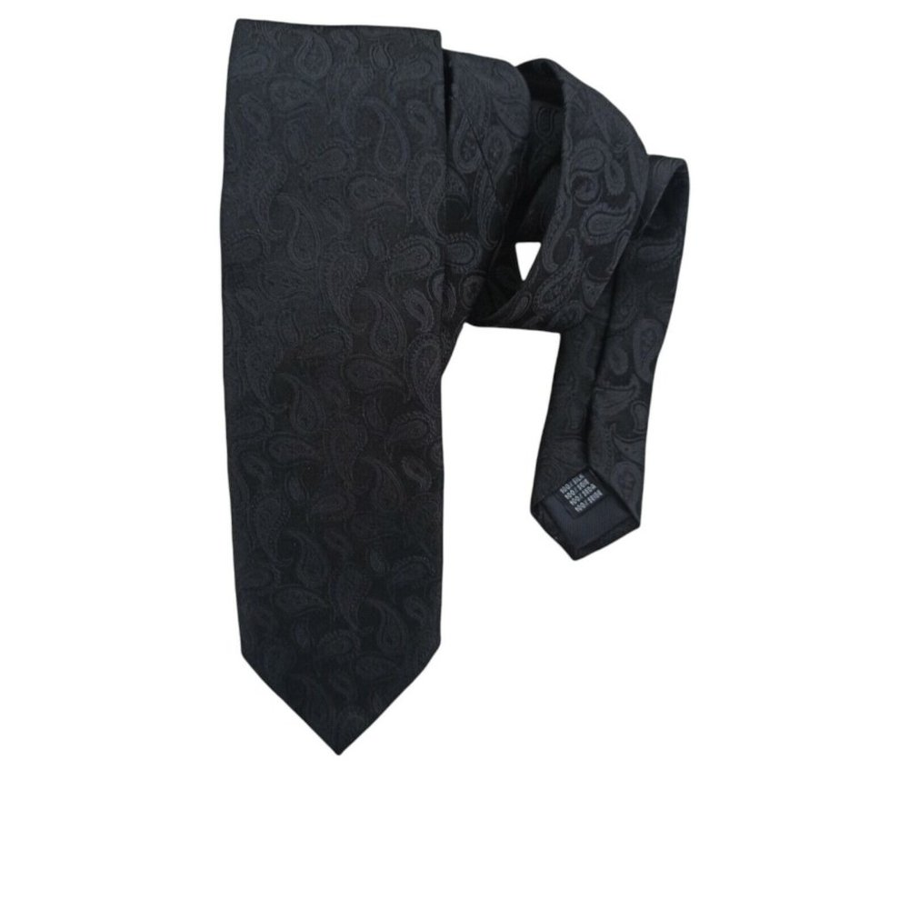 MARCO CELLINI Black Paisley Silk Tie ITALY 60‘’/ 3’’ EC